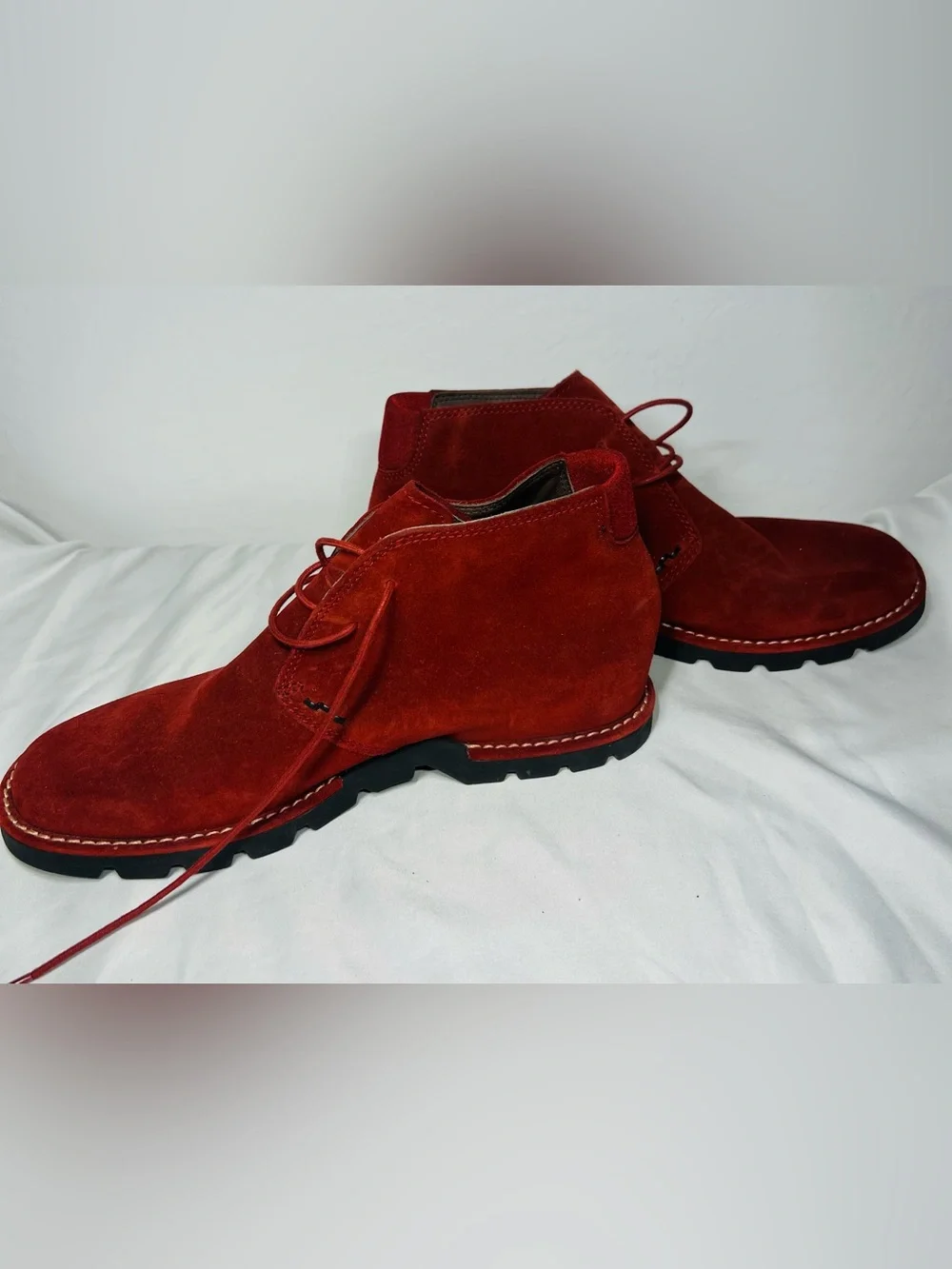 Cole Haan Country Waterproof Red Suede Chukka Boots Men’s Size 9B Narrow Lace Up